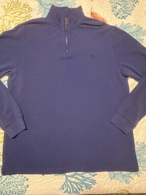 Chaps Classic Long Sleeve Navy Blue Quarter Zip Mock Neck Pullover